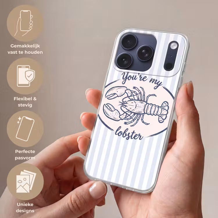 Kreeft - Illustratie - Liefde - Blauw - Decoratie Telefoonhoesje iPhone 17 Pro klein -sfeer3_NL