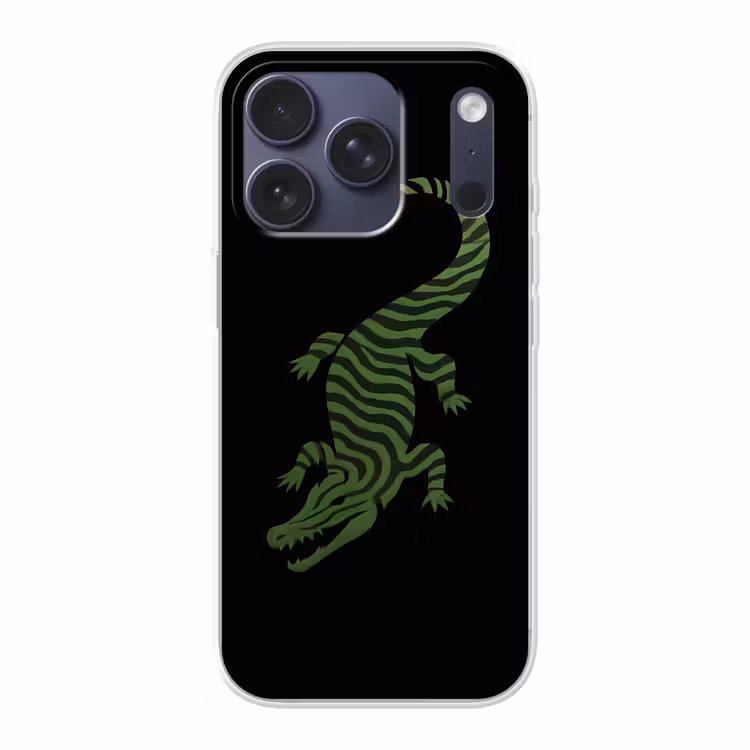 Krokodil - Groen - Tijgerachtig - Strepen Telefoonhoesje iPhone 17 Pro klein -3d