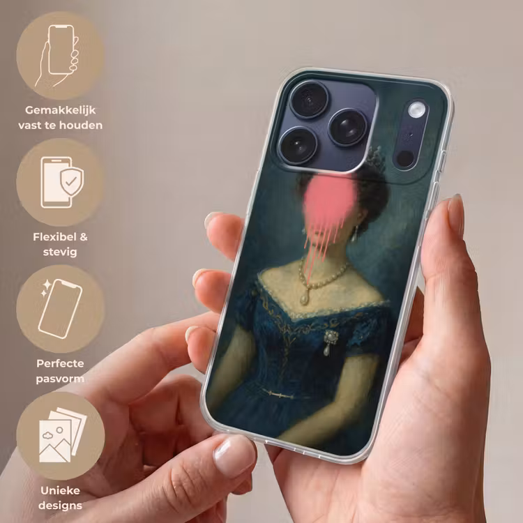 Kroon - Roze druipend verf - Portret Telefoonhoesje iPhone 17 Pro klein -sfeer3_NL