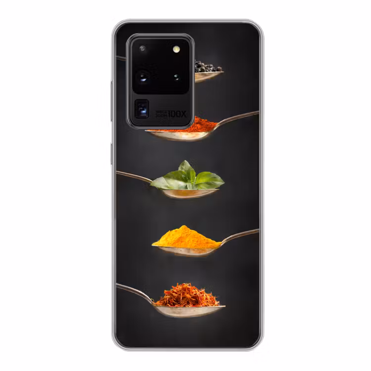 Kruiden - Lepel - Specerijen - Zwart - Italiaans Telefoonhoesje Samsung Galaxy S20 Ultra klein -3d