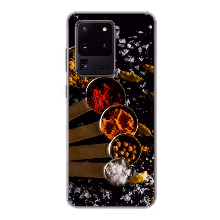 Kruiden - Lepels - Zout - Specerijen - Zwart Telefoonhoesje Samsung Galaxy S20 Ultra klein -3d