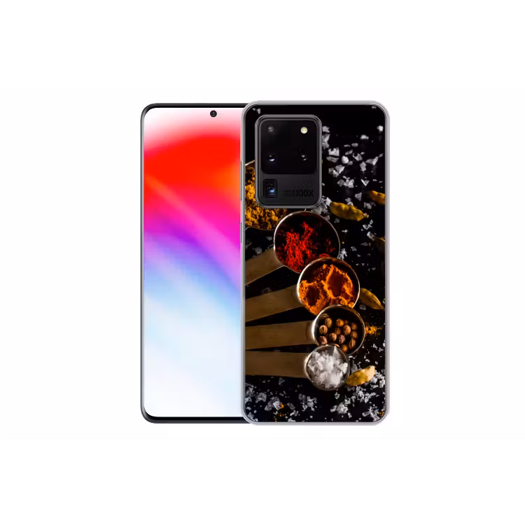 Kruiden - Lepels - Zout - Specerijen - Zwart Telefoonhoesje Samsung Galaxy S20 Ultra klein -dubbelS20Ultra