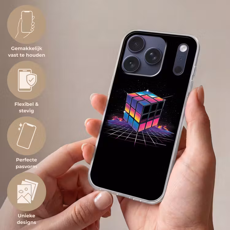 Kubus - Kleurrijk - Raster Telefoonhoesje iPhone 17 Pro klein -sfeer3_NL