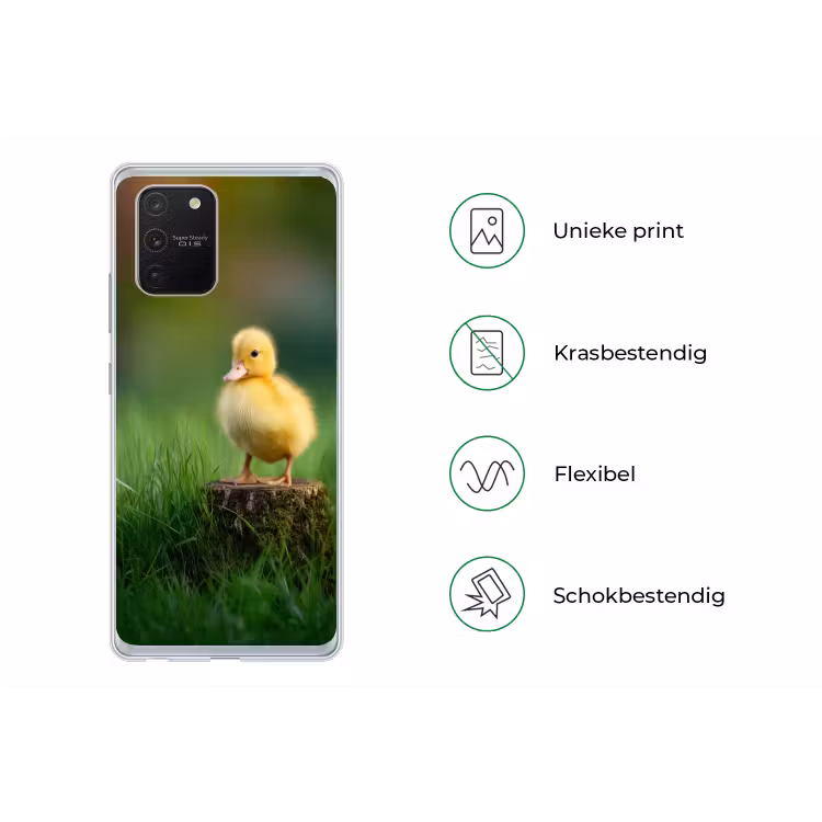 Kuiken - Eend - Geel - Gras Telefoonhoesje Samsung Galaxy S10 Lite klein -specsS10Lite