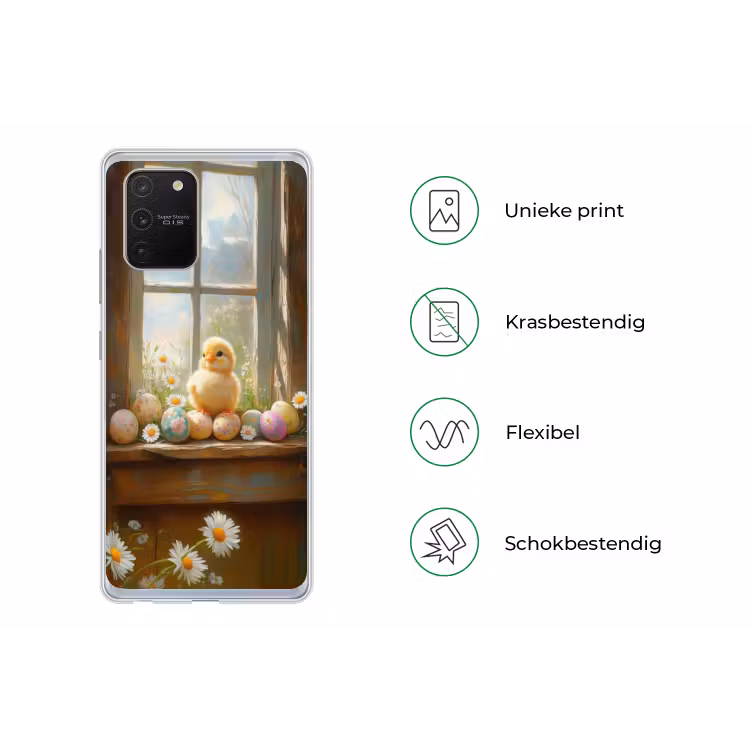 Kuiken - Raam - Paaseieren Telefoonhoesje Samsung Galaxy S10 Lite klein -specsS10Lite