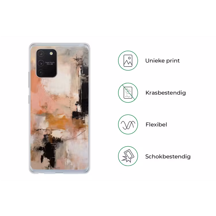Kunst - Abstract - Beige - Verf Telefoonhoesje Samsung Galaxy S10 Lite klein -specsS10Lite