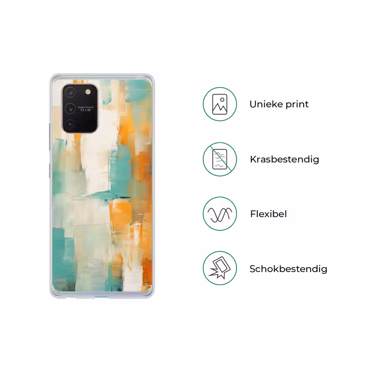 Kunst - Abstract - Blauw - Wit Telefoonhoesje Samsung Galaxy S10 Lite klein -specsS10Lite