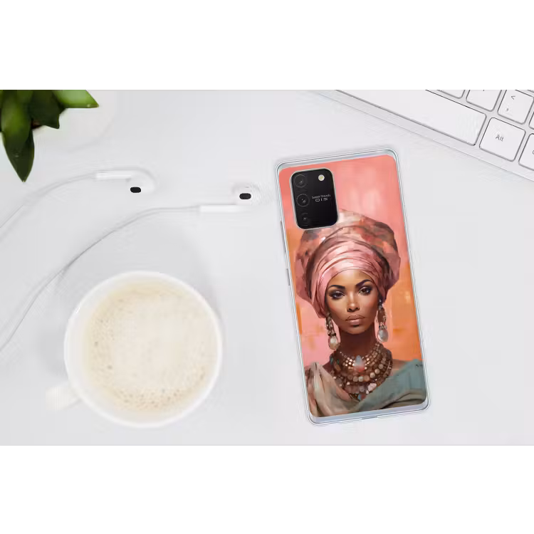Kunst - Vrouw - Roze - Sieraden - Portret Telefoonhoesje Samsung Galaxy S10 Lite klein -oordopS10Lite