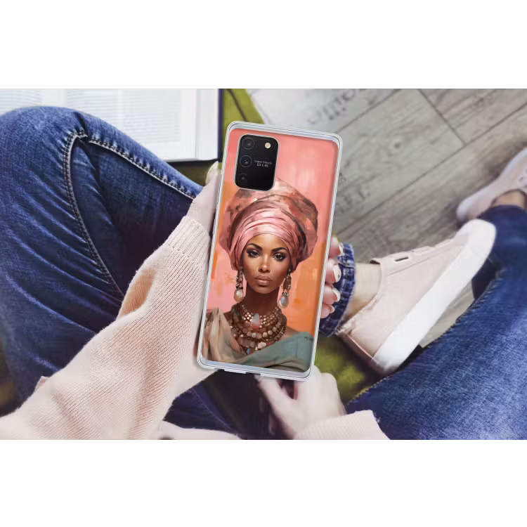 Kunst - Vrouw - Roze - Sieraden - Portret Telefoonhoesje Samsung Galaxy S10 Lite klein -handS10Lite