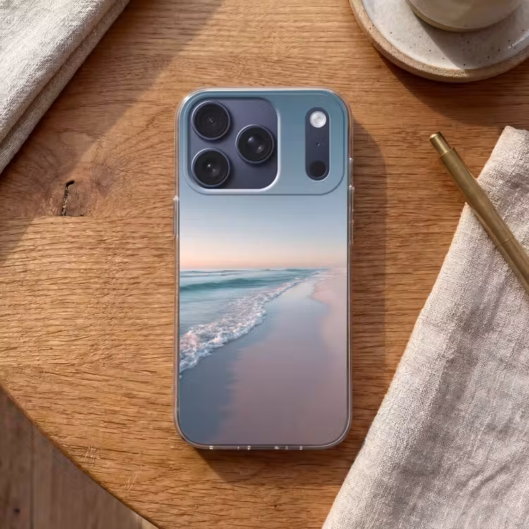 Kustlijn - Pastel - water Telefoonhoesje iPhone 17 Pro klein -sfeer1