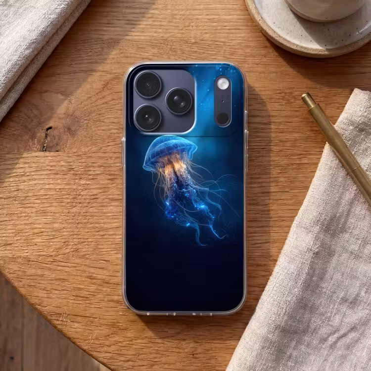 Kwal - Lichtgevend - Tentakels - Blauw Telefoonhoesje iPhone 17 Pro klein -sfeer1