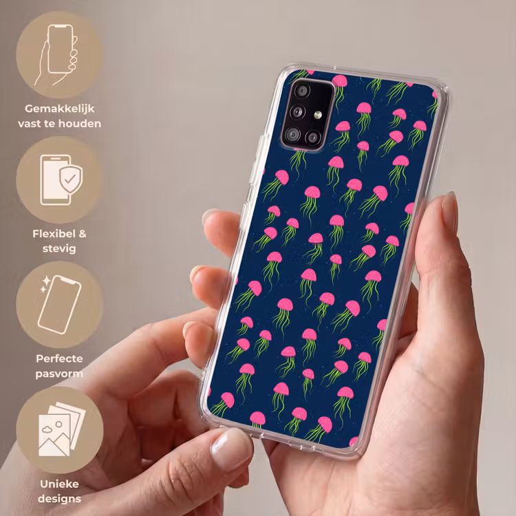Kwallen - Diepzee - Neon Telefoonhoesje Samsung Galaxy A51 5G klein 373 -sfeer3_NL