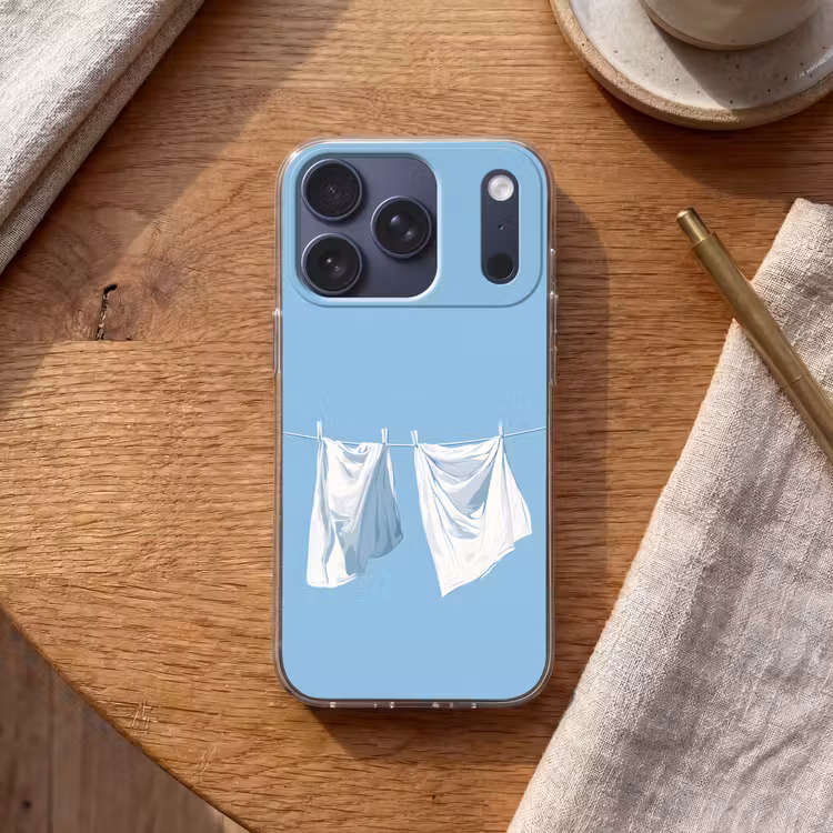 Lakens - Waslijn - Blauw - Minimalistisch Telefoonhoesje iPhone 17 Pro klein -sfeer1