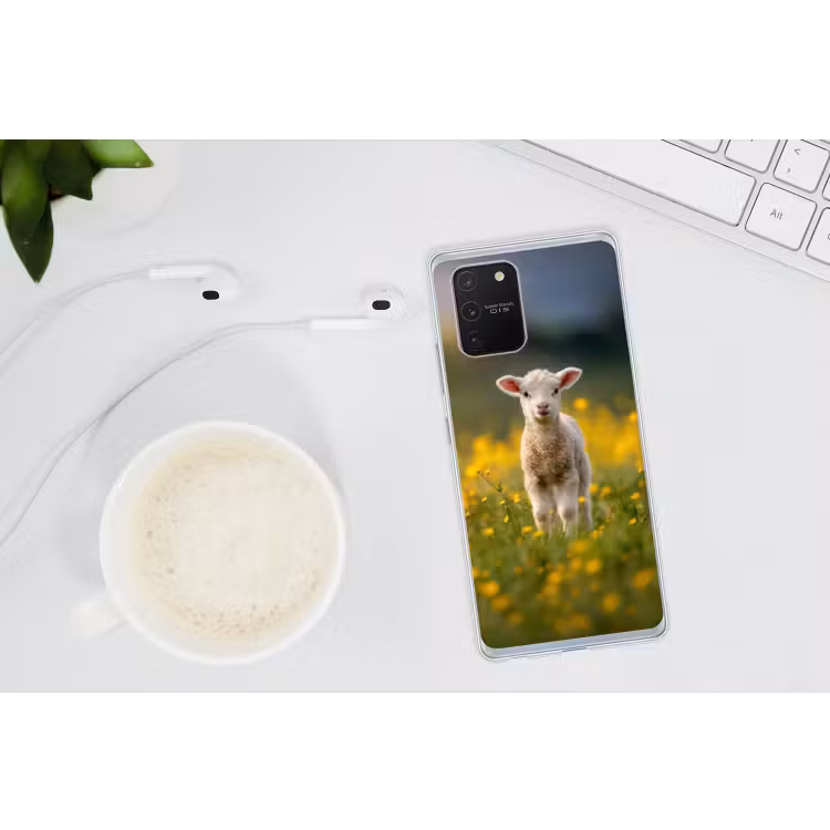 Lammetje - Gras - Bloemen - Geel Telefoonhoesje Samsung Galaxy S10 Lite klein -oordopS10Lite