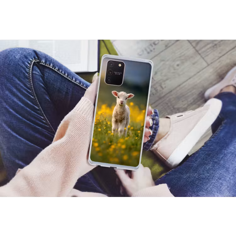 Lammetje - Gras - Bloemen - Geel Telefoonhoesje Samsung Galaxy S10 Lite klein -handS10Lite