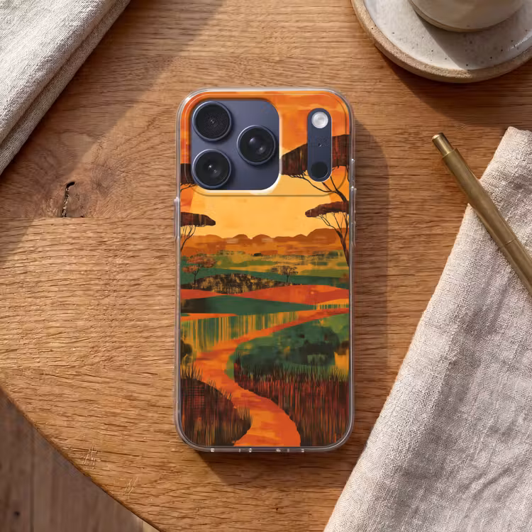 Landschap - Afrikaans - Zon Telefoonhoesje iPhone 17 Pro klein -sfeer1