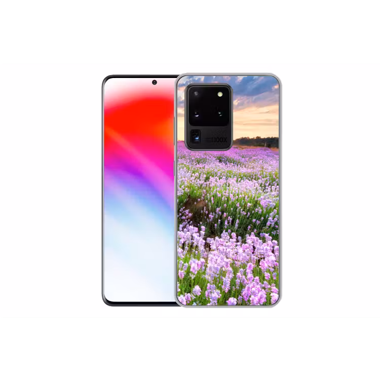 Lavendel - Bloemen - Zonsondergang - Paars - Weide Telefoonhoesje Samsung Galaxy S20 Ultra klein -dubbelS20Ultra