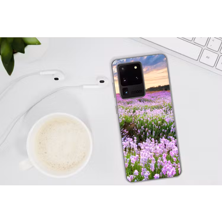 Lavendel - Bloemen - Zonsondergang - Paars - Weide Telefoonhoesje Samsung Galaxy S20 Ultra klein -oordopS20Ultra