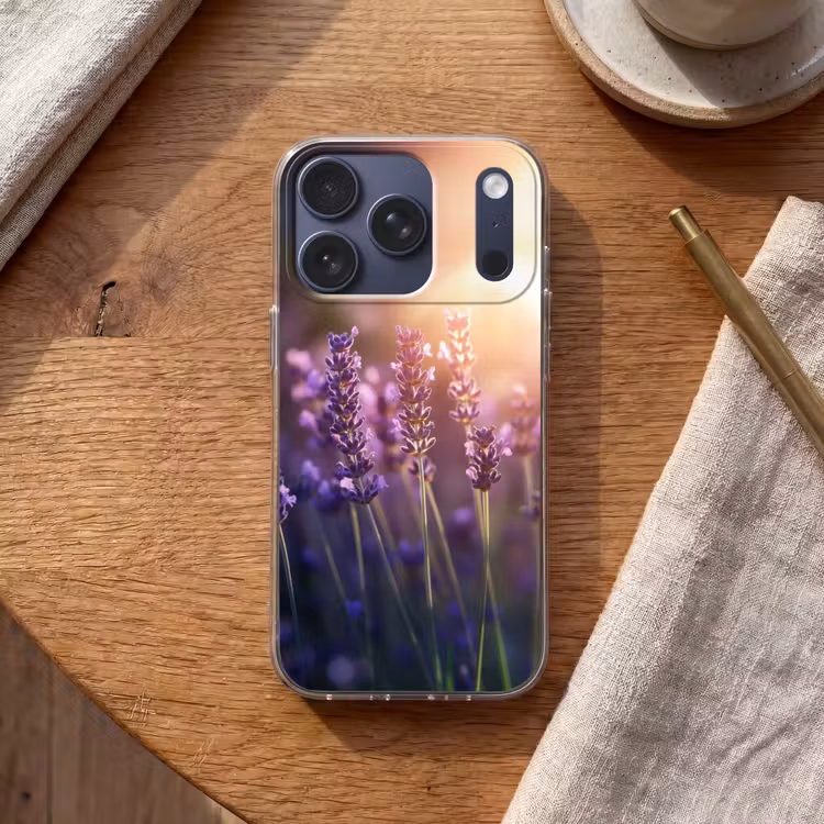 Lavendelbloemen - Paars - Zonlicht Telefoonhoesje iPhone 17 Pro klein -sfeer1