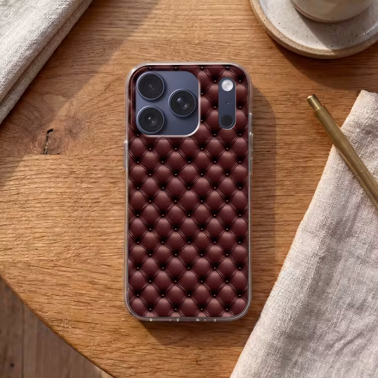 Leer - Patroon - Bordeaux Telefoonhoesje iPhone 17 Pro klein 878 -sfeer1