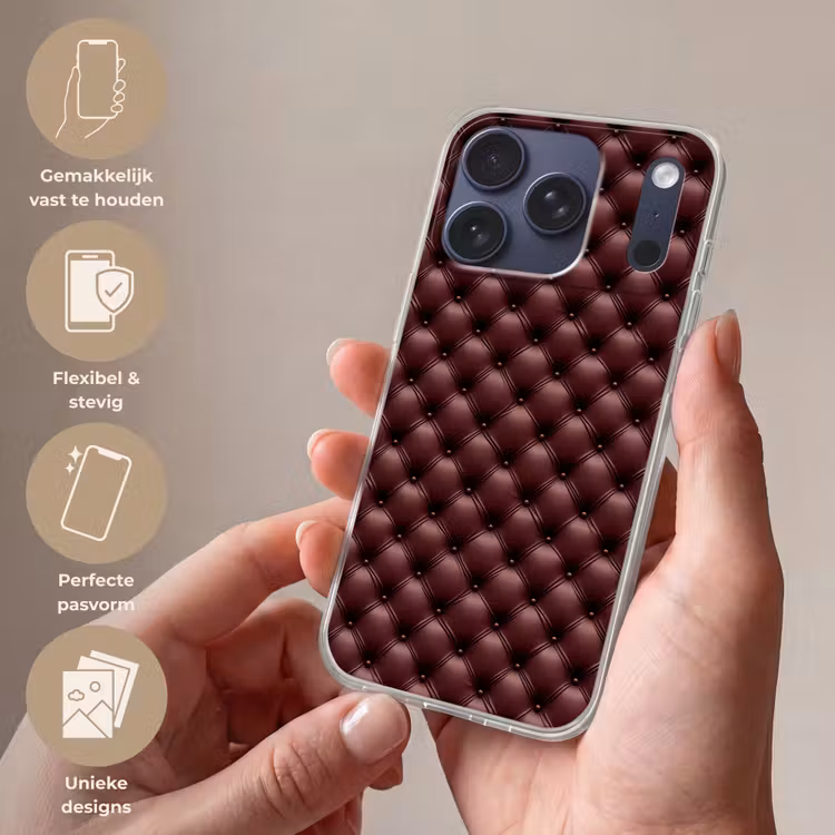 Leer - Patroon - Bordeaux Telefoonhoesje iPhone 17 Pro klein 878 -sfeer3_NL