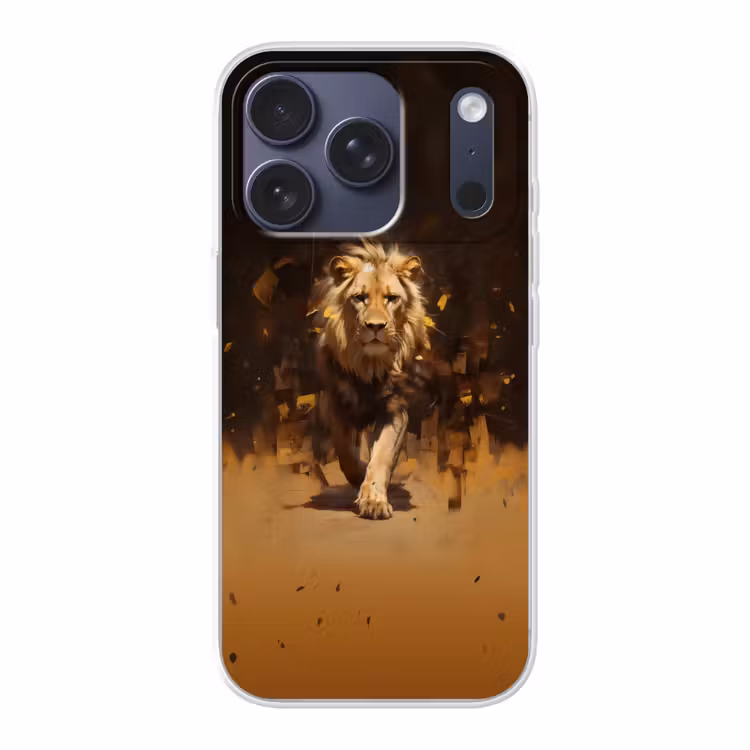 Leeuw - Geschilderd - Abstract - Goud Telefoonhoesje iPhone 17 Pro klein -3d