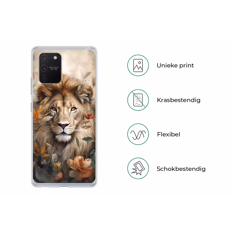 Leeuw - Wilde dieren - Planten - Natuur - Bloemen Telefoonhoesje Samsung Galaxy S10 Lite klein -specsS10Lite