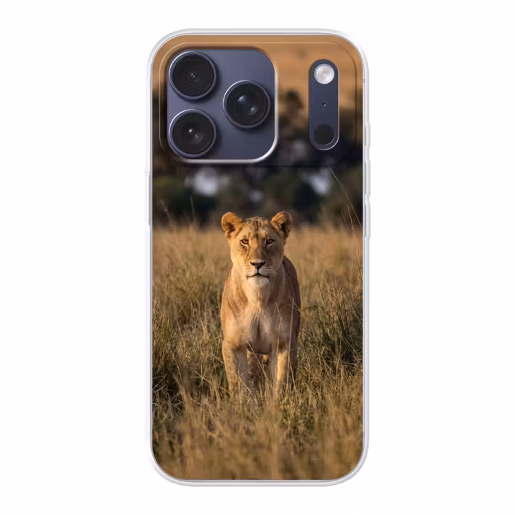 Leeuwin - Gras - Geel Telefoonhoesje iPhone 17 Pro klein -3d