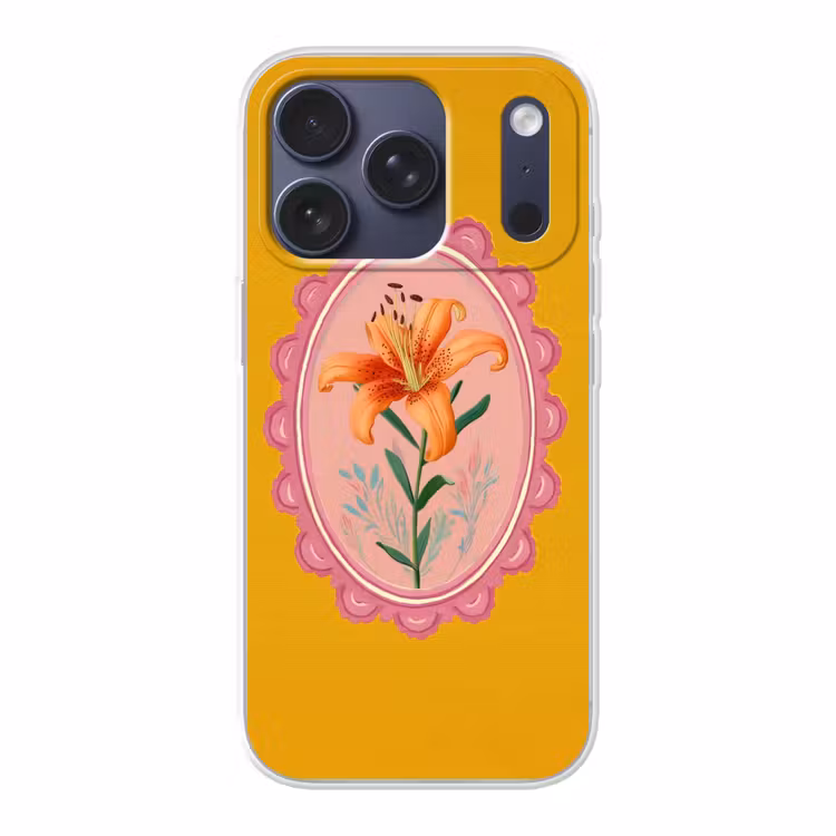 Lelie - Oranje - Lijst - Ovaal Telefoonhoesje iPhone 17 Pro klein -3d