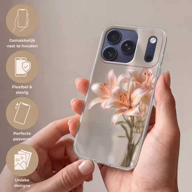 Lelies - Meeldraden - Roze - Wazig Telefoonhoesje iPhone 17 Pro klein -sfeer3_NL