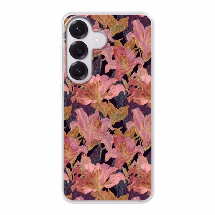 Lelies - Patroon - Roze - Goud Telefoonhoesje Samsung Galaxy S26 klein 975 -3d