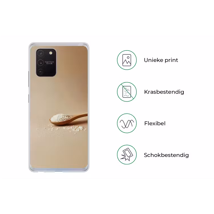 Lepel - Rijst - Hout - Beige Telefoonhoesje Samsung Galaxy S10 Lite klein -specsS10Lite
