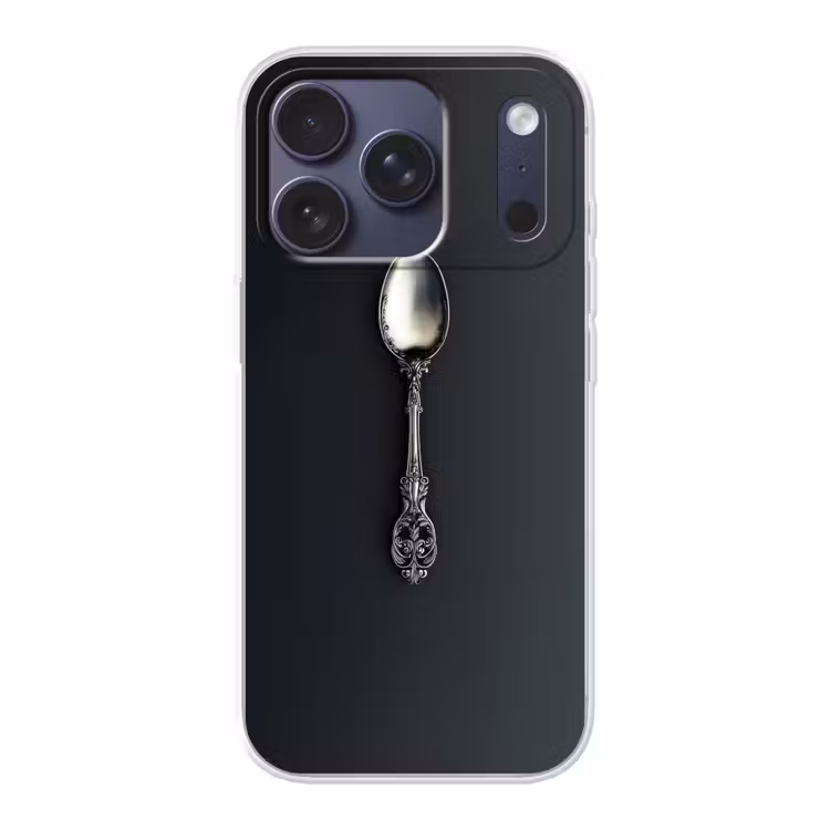 Lepel - Zilver - Metaal Telefoonhoesje iPhone 17 Pro klein -3d