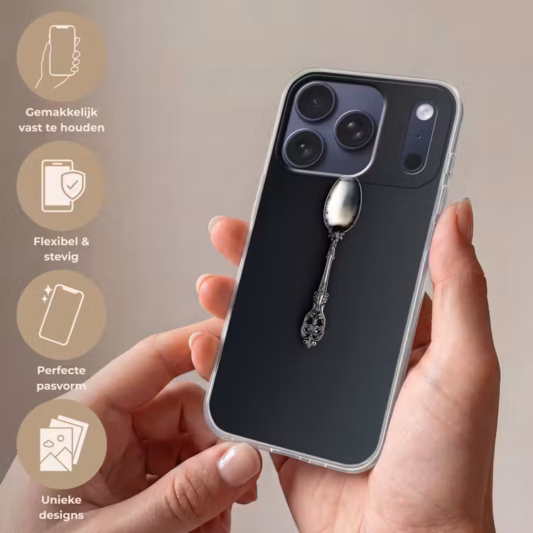 Lepel - Zilver - Metaal Telefoonhoesje iPhone 17 Pro klein -sfeer3_NL