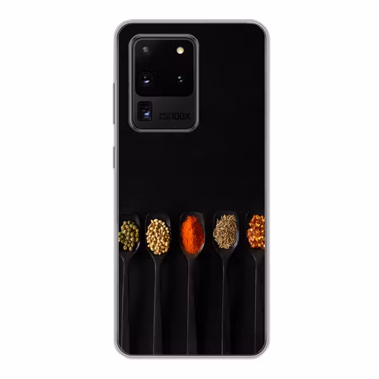 Lepels - Specerijen - Zwart - Kruiden - Rustiek Telefoonhoesje Samsung Galaxy S20 Ultra klein -3d
