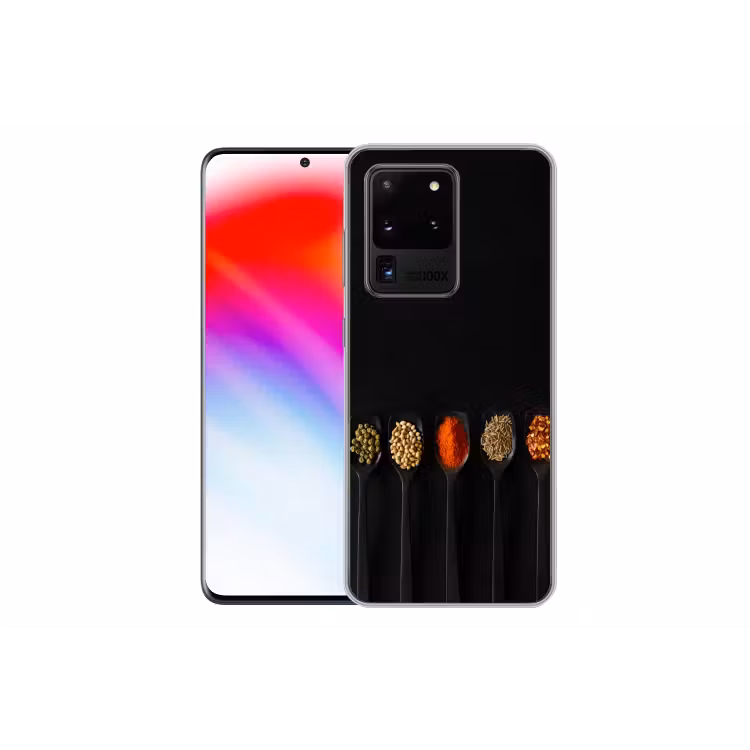 Lepels - Specerijen - Zwart - Kruiden - Rustiek Telefoonhoesje Samsung Galaxy S20 Ultra klein -dubbelS20Ultra