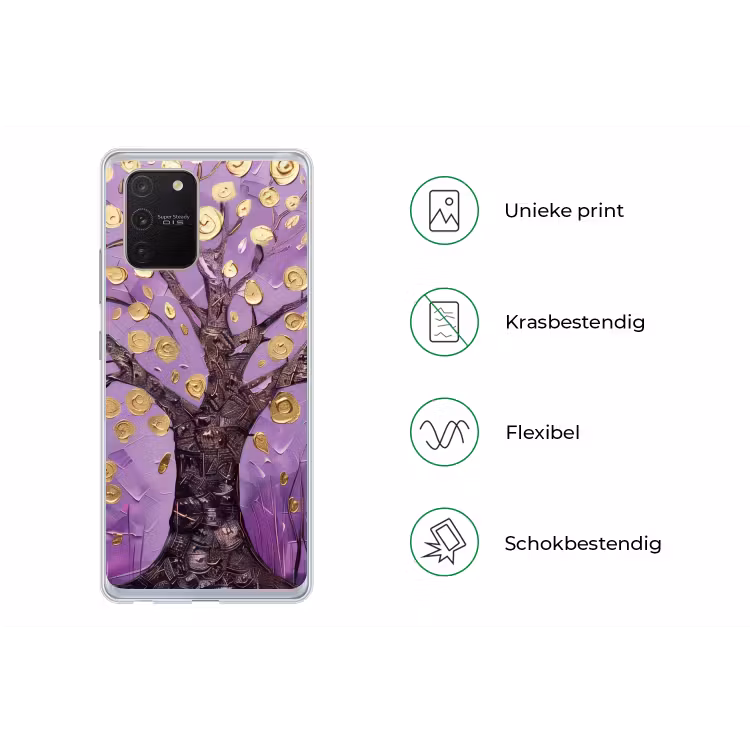 Levensboom - Boom - Paars - Goud - Modern Telefoonhoesje Samsung Galaxy S10 Lite klein -specsS10Lite