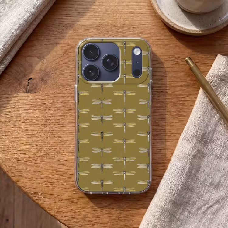 Libellen - Patroon - Groen Telefoonhoesje iPhone 17 Pro klein 878 -sfeer1