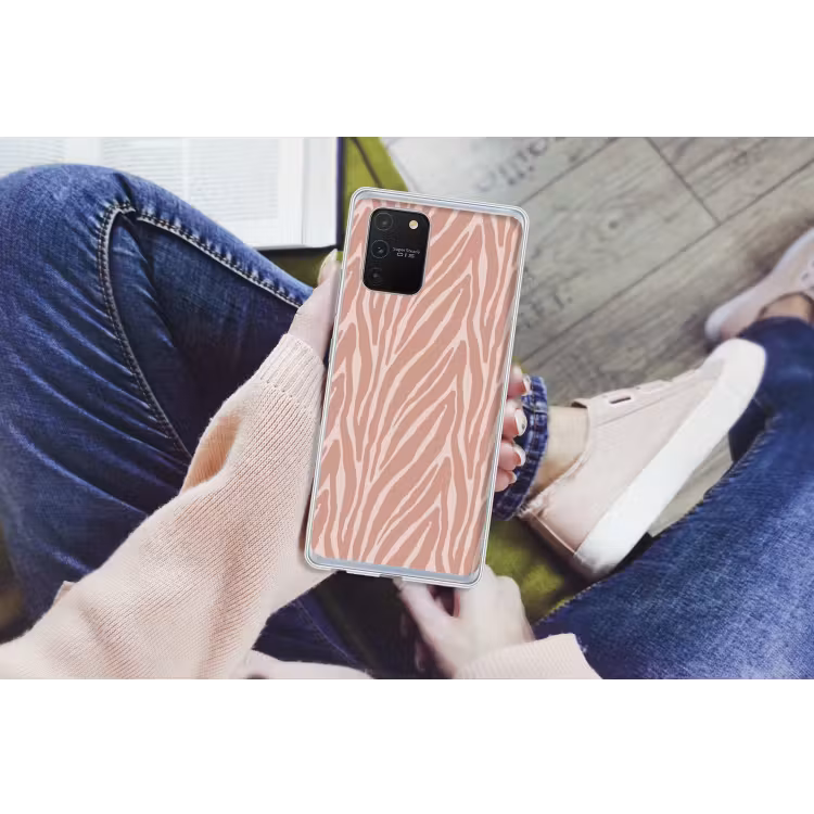 Lichtroze - Zebra - Patroon - Donkerroze Telefoonhoesje Samsung Galaxy S10 Lite klein 364 -handS10Lite