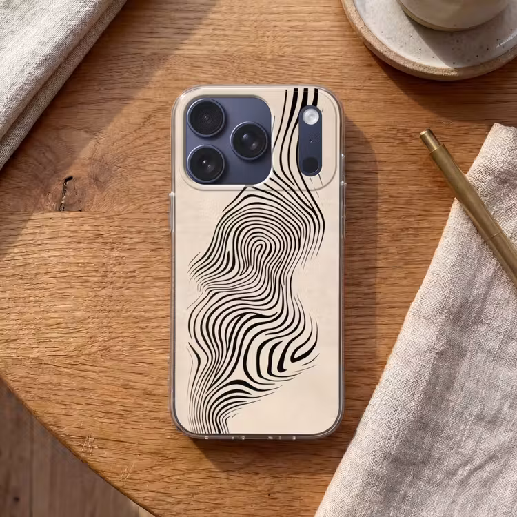 Lijnen - Abstract - Golvend - Zwart Telefoonhoesje iPhone 17 Pro klein -sfeer1