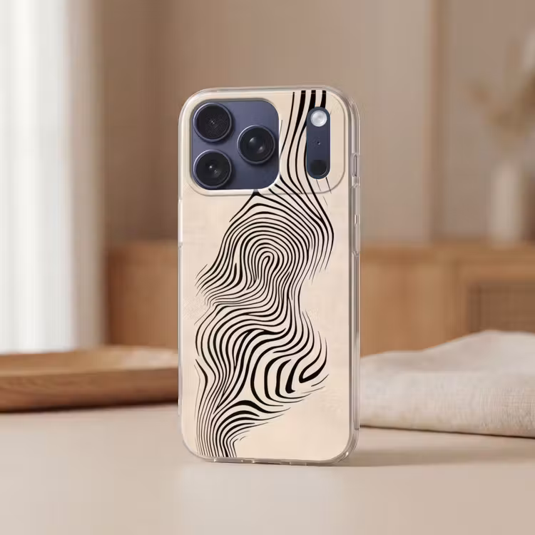 Lijnen - Abstract - Golvend - Zwart Telefoonhoesje iPhone 17 Pro klein -sfeer2