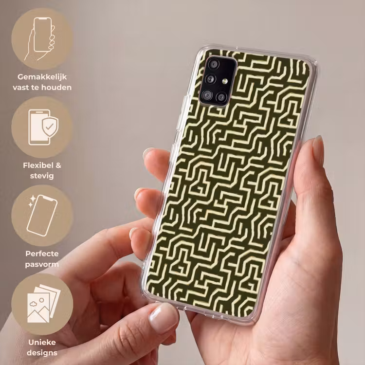 Lijnen - Abstract - Groen Telefoonhoesje Samsung Galaxy A51 5G klein 373 -sfeer3_NL