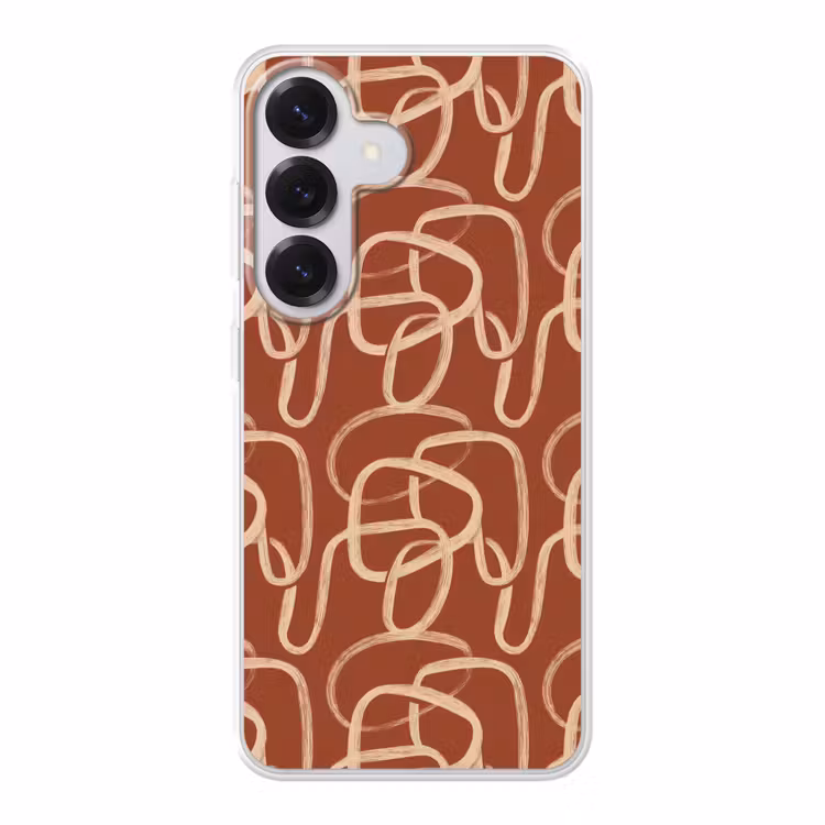 Lijnen - Abstract - Organisch - Terracotta - Crème Telefoonhoesje Samsung Galaxy S26 klein 975 -3d
