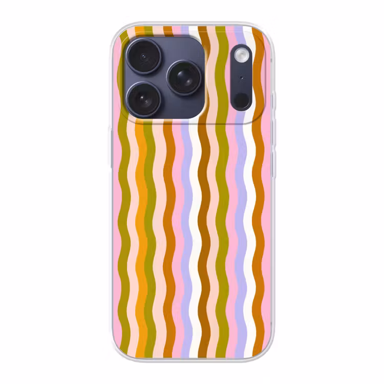 lijnen - Golven - Pastelkleuren - Patroon Telefoonhoesje iPhone 17 Pro klein -3d