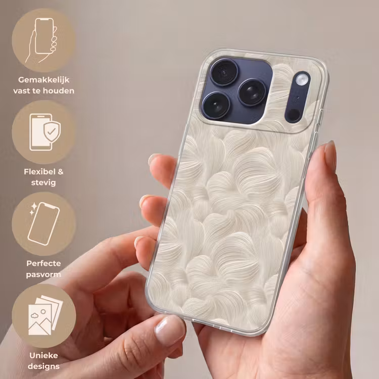Lijnen - Waaier - Beige Telefoonhoesje iPhone 17 Pro klein 878 -sfeer3_NL