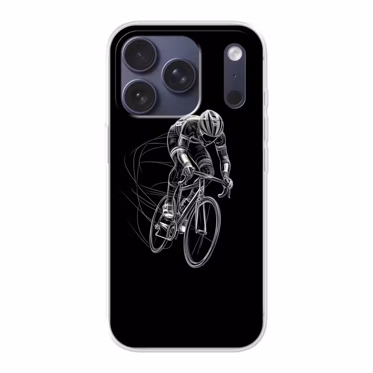 Lijntekening - Wit - Wielrennen - Snelheid Telefoonhoesje iPhone 17 Pro klein -3d