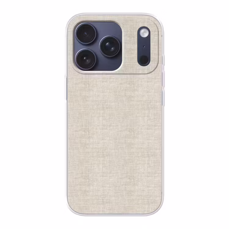 Linnen - Textuur - Beige Telefoonhoesje iPhone 17 Pro klein 878 -3d