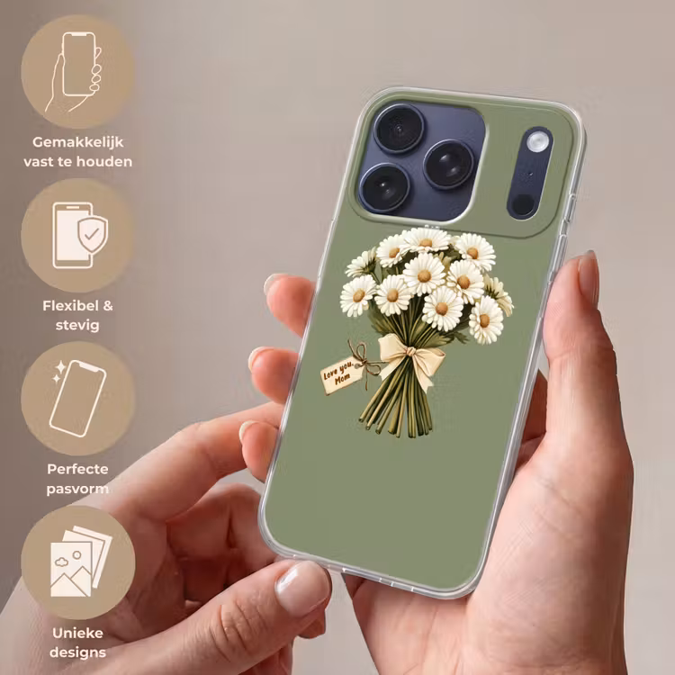 Lint - Boeket - Groen - Quote Telefoonhoesje iPhone 17 Pro klein -sfeer3_NL