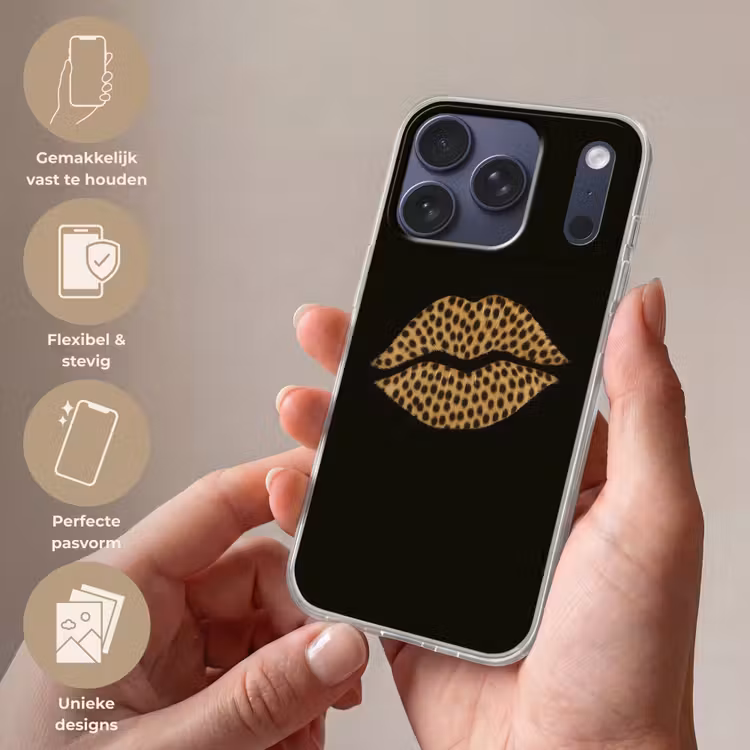 lip - Zwart - Panterprint Telefoonhoesje iPhone 17 Pro klein -sfeer3_NL