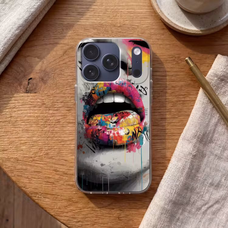 Lippen - Graffiti - Expressief Telefoonhoesje iPhone 17 Pro klein -sfeer1